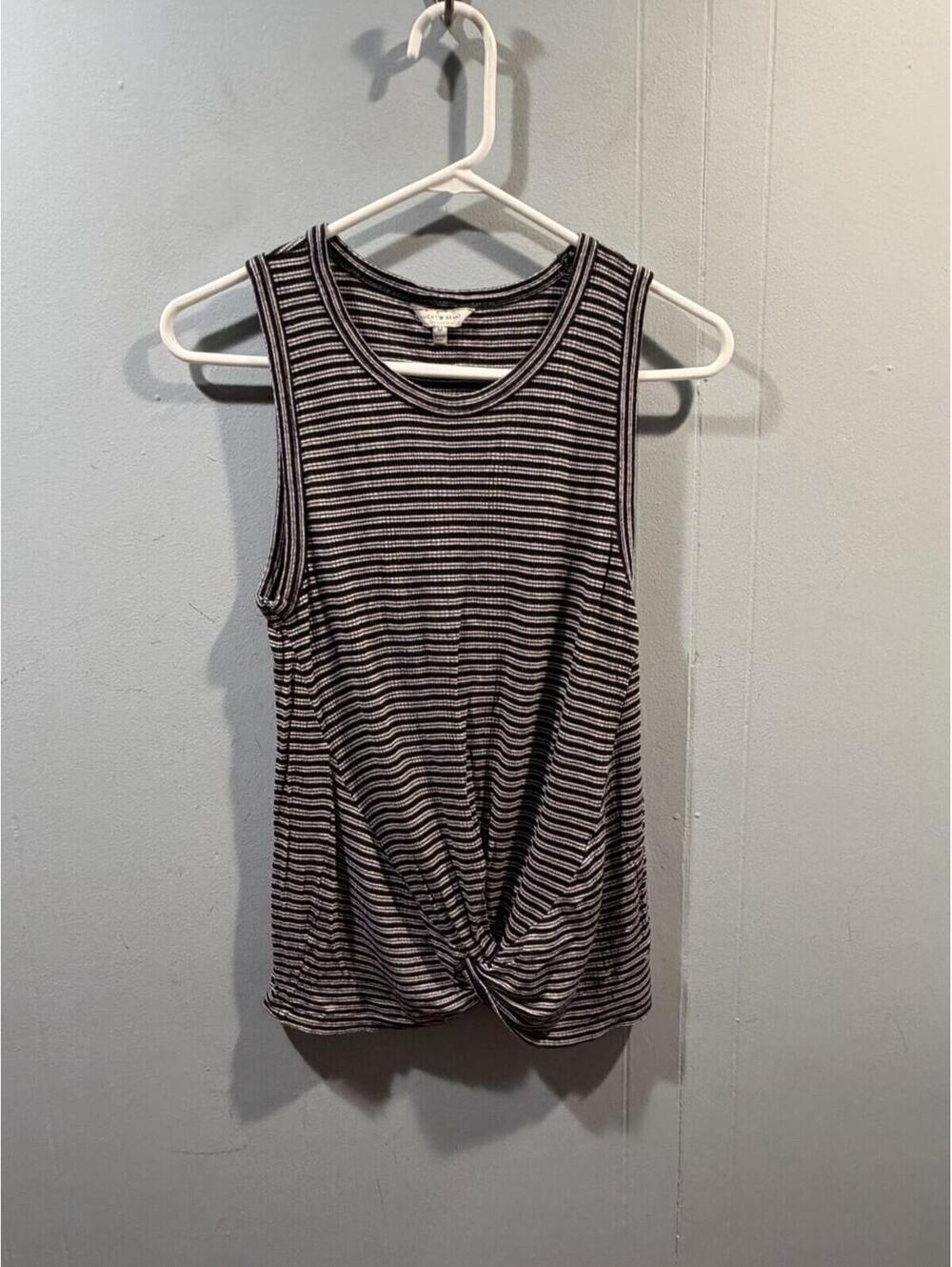 Womens Lucky Brand Tank Top Size Medium Black/White Striped